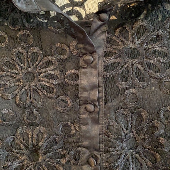 dots Black Embroidered Detail Taffeta Lined Dress - Picture 4 of 8